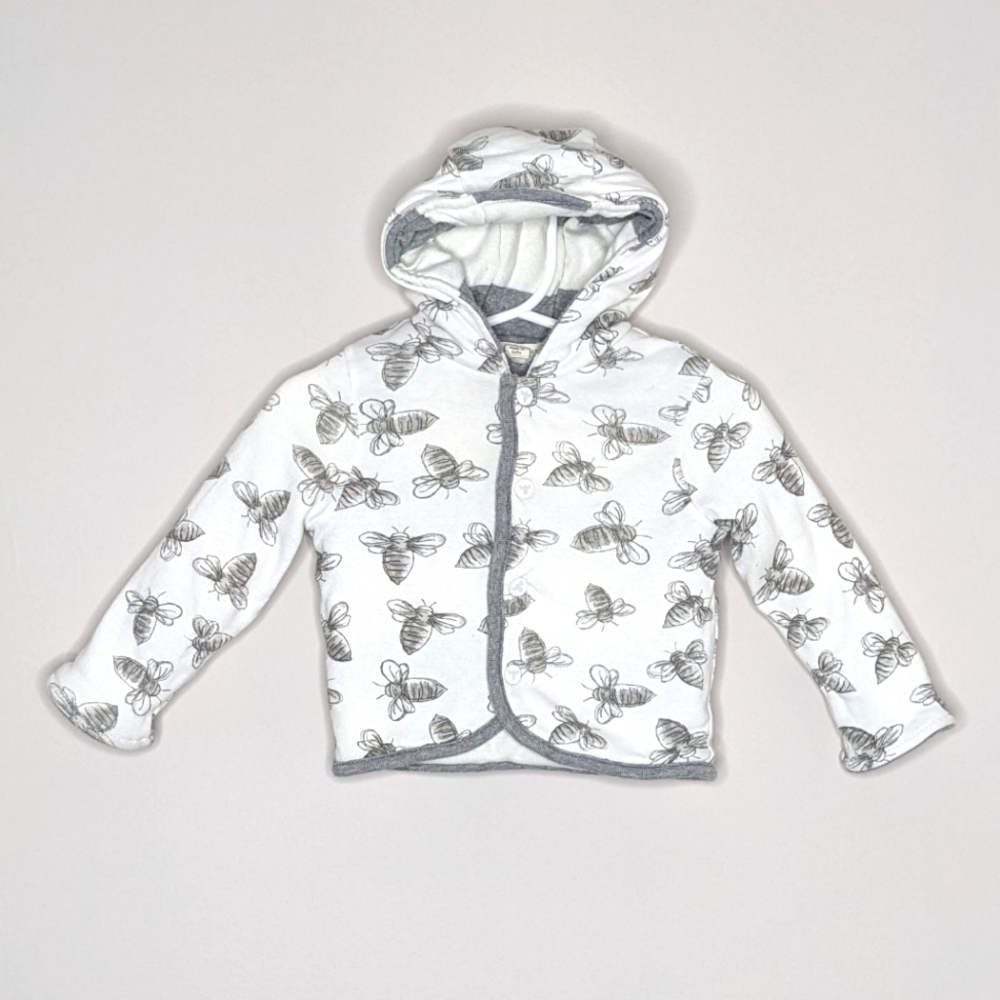 Burt's Bee Baby Reversible Bee Print Stripe Coat Jacket 6-9m